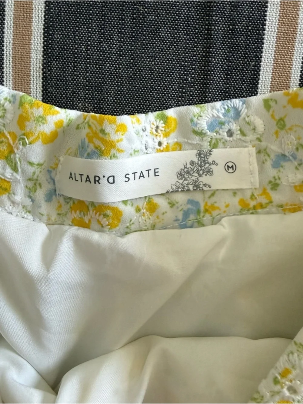 Altar'd State Pastel Yellow, Pink & Blue Tiered Ruffle Mini Skirt - Picture 3 of 4